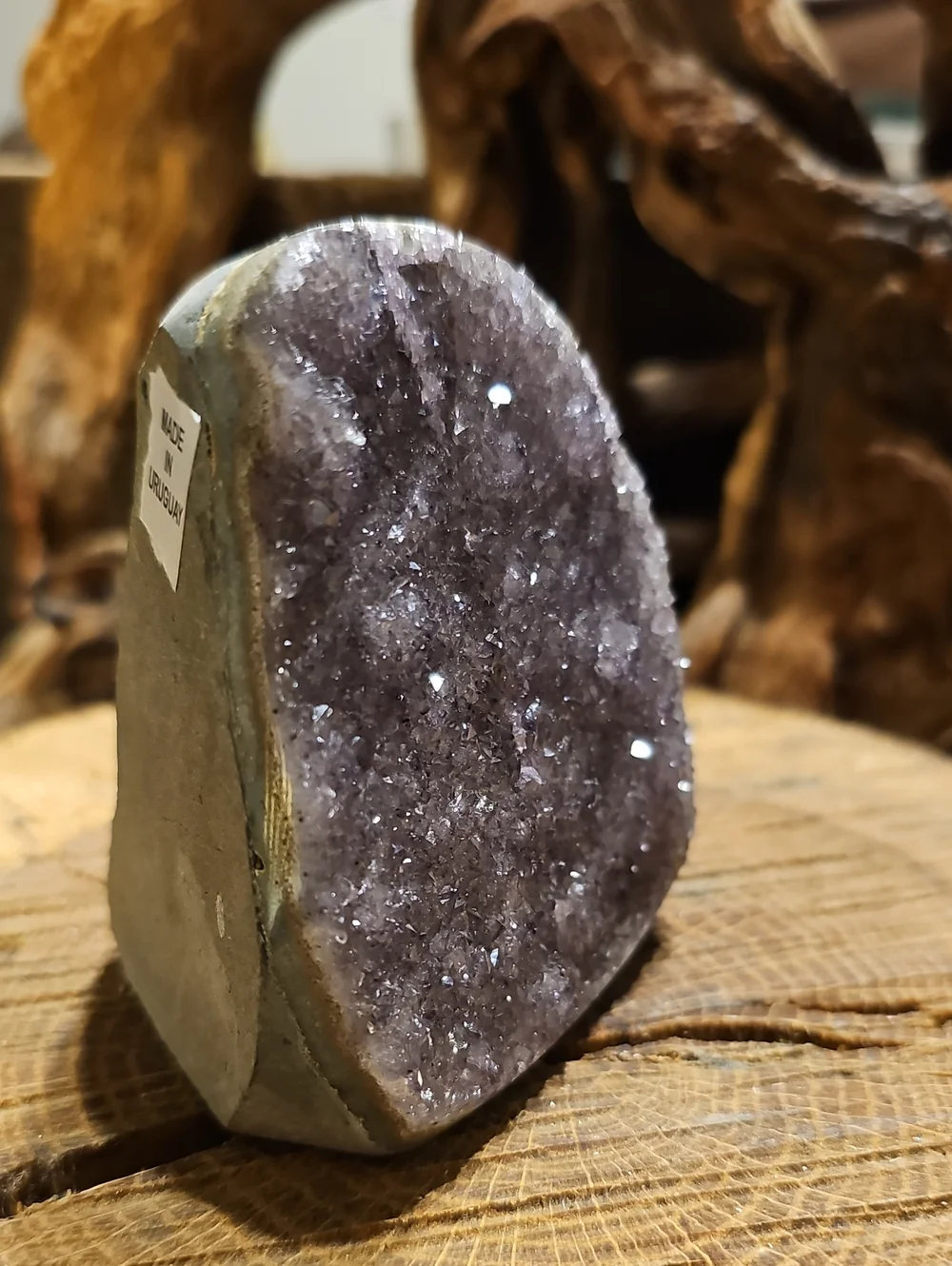 Lavender Amethyst Crystal Cutbase Display